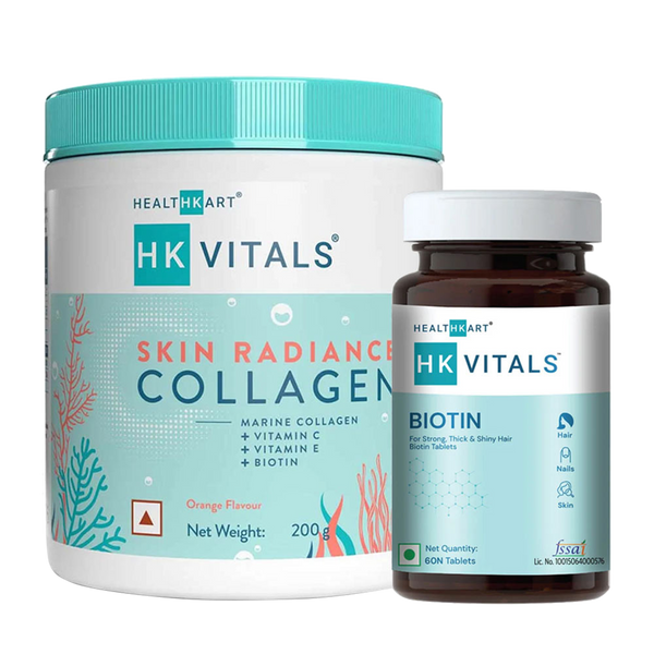 HealthKart HK Vitals Collagen 200g and Biotin Combo, 60 tablet(s) Orange + Unflavoured